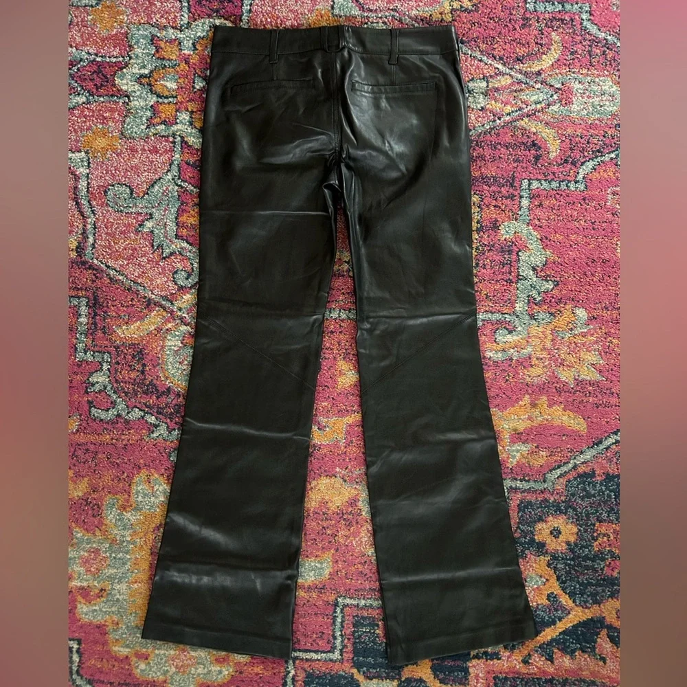 Free People | Women’s Black Faux Leather Bootcut Pants Diagonal Knee Seam Size 2